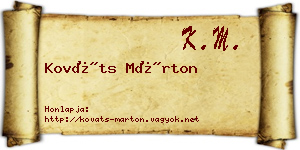 Kováts Márton névjegykártya