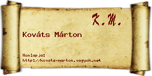 Kováts Márton névjegykártya